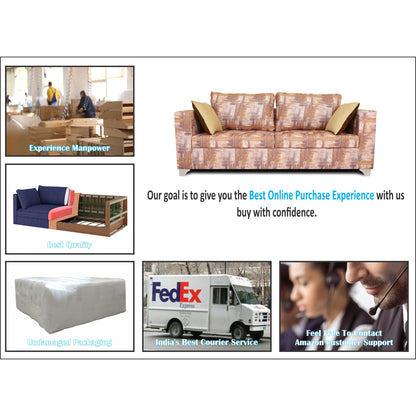 Adorn India Alanza 3 Seater Sofa Digitel Print (Beige)