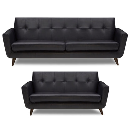 Adorn India Exclusive Alexus Leaterette 3+2 Sofa Set (Black)