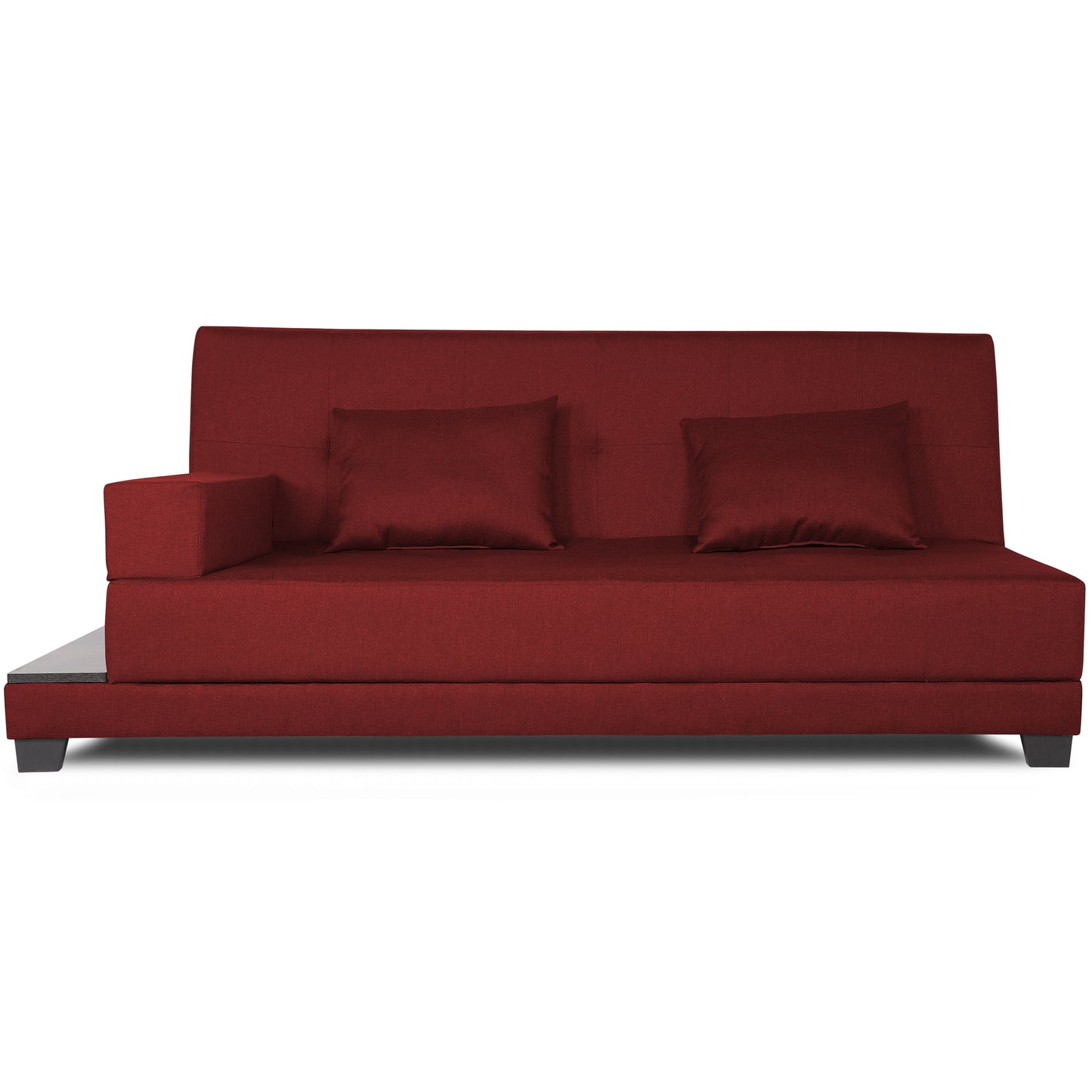 Adorn India Blake 3 Seater Sofa Cum Bed (Maroon), Wood, Foam