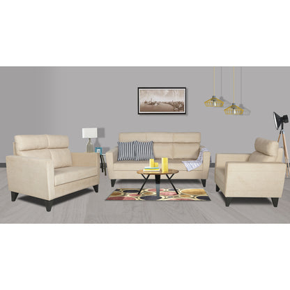 Adorn India Cardello 3-2-1 Six Seater Sofa Set (Beige) (3 Year Warranty)