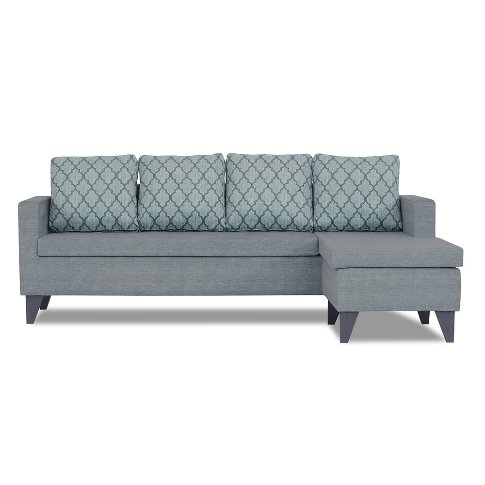 Adorn India Dorothy Blossom L Shape 5 Seater Sofa Set (Right Hand Side) (Grey) (3 Year Warranty)