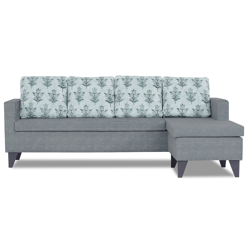 Adorn India Bruce Leaf L Shape 5 Seater Sofa Set RHS (Grey) (3 Year Warranty)