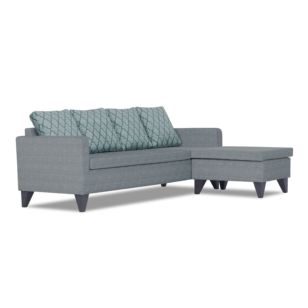 Adorn India Dorothy Blossom L Shape 5 Seater Sofa Set (Right Hand Side) (Grey) (3 Year Warranty)