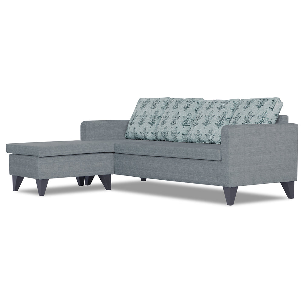 Adorn India Bruce Leaf L Shape 5 Seater Sofa Set LHS (Grey) (3 Year Warranty)
