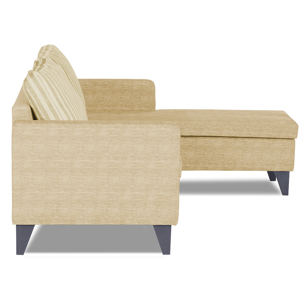 Adorn India Abington Stripes L Shape 5 Seater Sofa Set RHS (Beige) (3 Year Warranty)