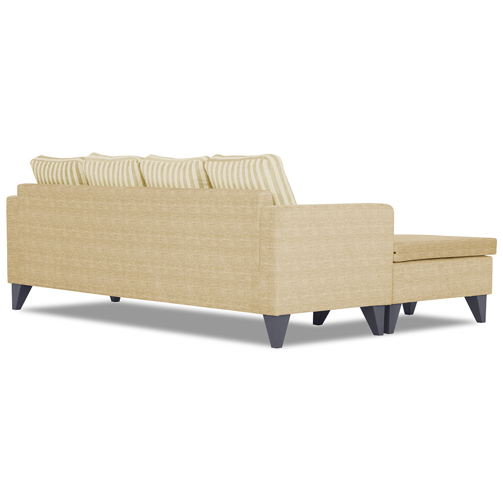 Adorn India Abington Stripes L Shape 5 Seater Sofa Set LHS (Beige) (3 Year Warranty)