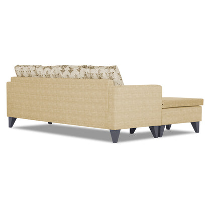 Adorn India Bruce Leaf L Shape 5 Seater Sofa Set LHS (Beige) (3 Year Warranty)