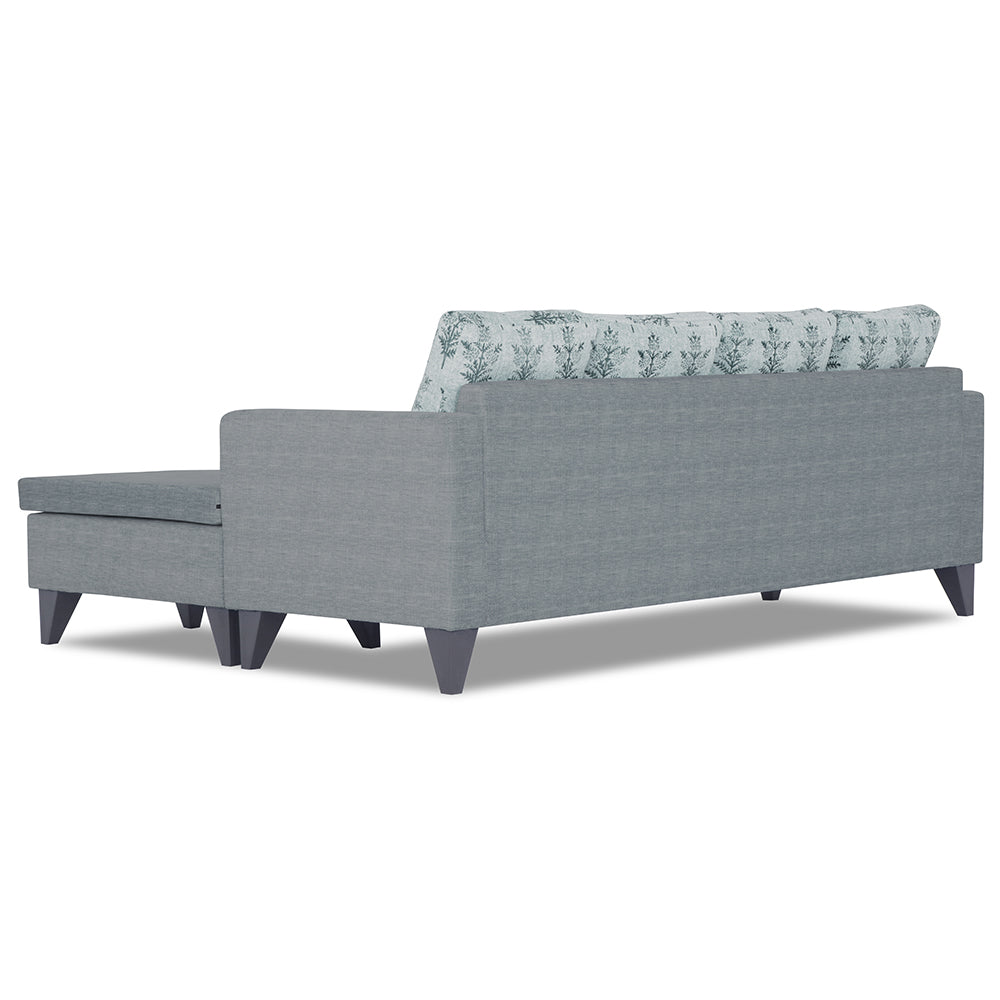 Adorn India Bruce Leaf L Shape 5 Seater Sofa Set RHS (Grey) (3 Year Warranty)