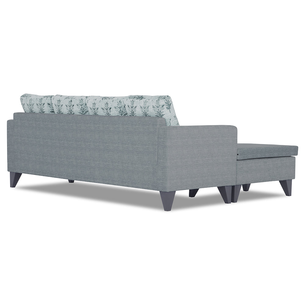 Adorn India Bruce Leaf L Shape 5 Seater Sofa Set LHS (Grey) (3 Year Warranty)