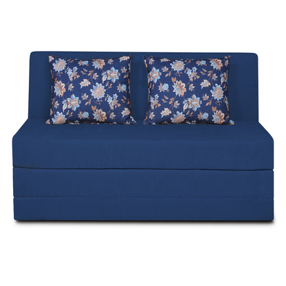 Adorn India Easy Highback Two Seater Sofa Cum Bed Floral 4' x 6' (Blue) (1 Year Warranty)