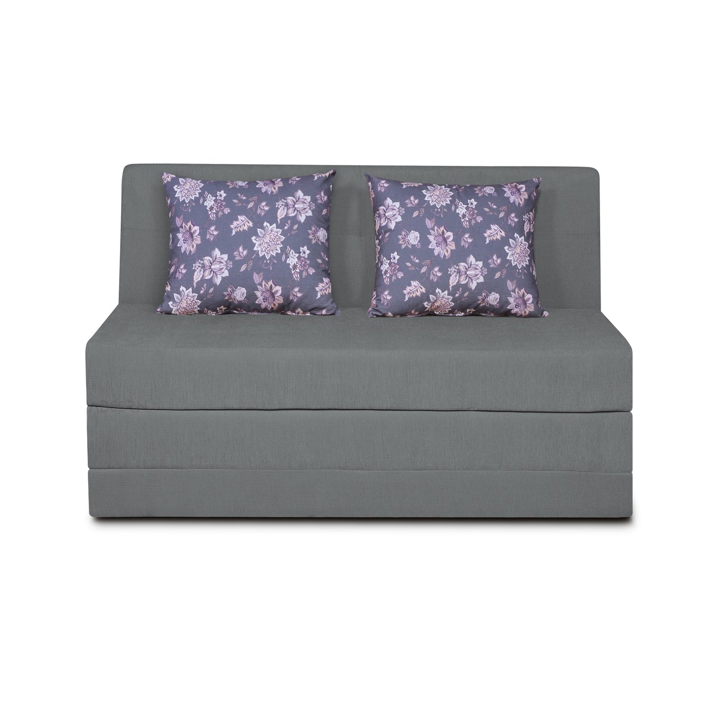 Adorn India Easy Highback Two Seater Sofa Cum Bed Floral 4' x 6' (Grey) (1 Year Warranty)