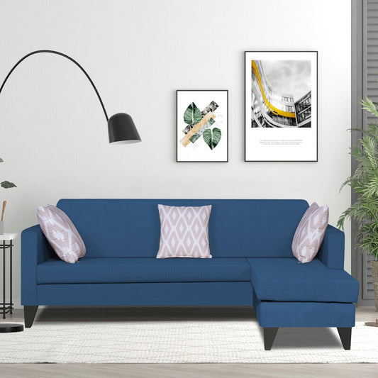 Adorn India Aladra L Shape Decent 5 Seater Sofa Set RHS (Blue) (3 Year Warranty)