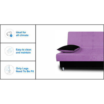 Adorn India Alyssum 3 Seater Sofa Cum Bed (Light Purple & Black)
