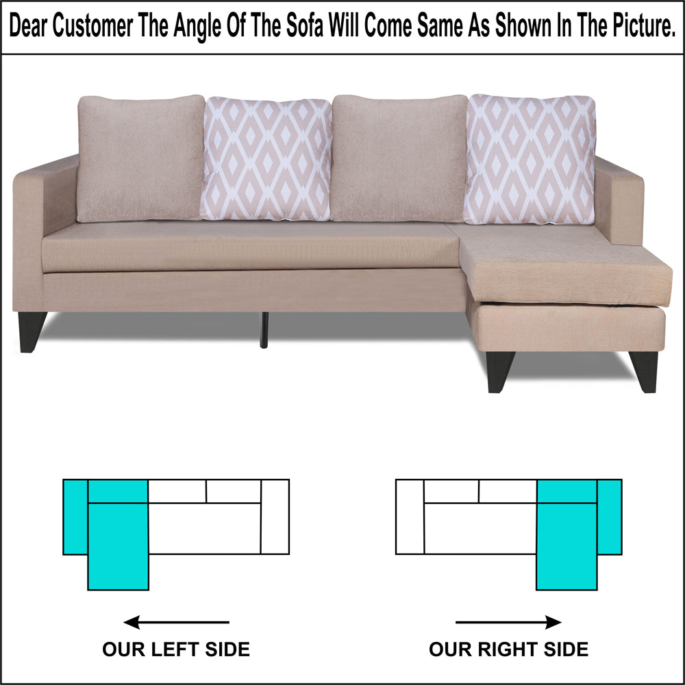 Adorn India Beetle L Shape 5 Seater Sofa Set Rhombus (Right Hand Side) (Beige)