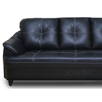 Adorn India Webster Leatherette Five Seater Sofa Set 3-1-1 (Black)