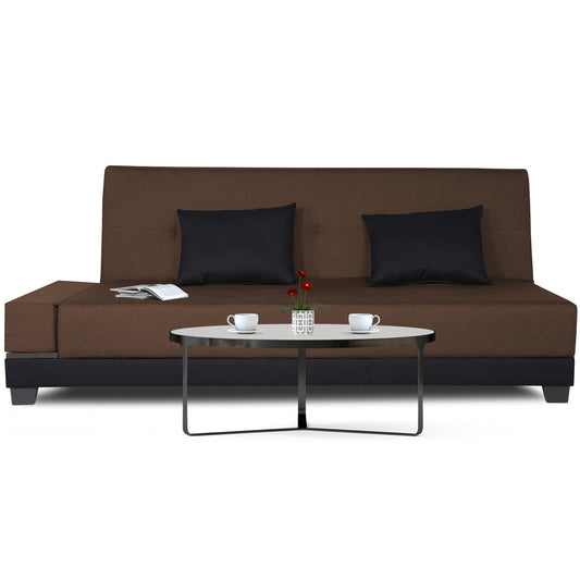 Adorn India Exclusive Two Tone Blake Three Seater Sofa Cum Bed (Brown & Black), Wood, Foam