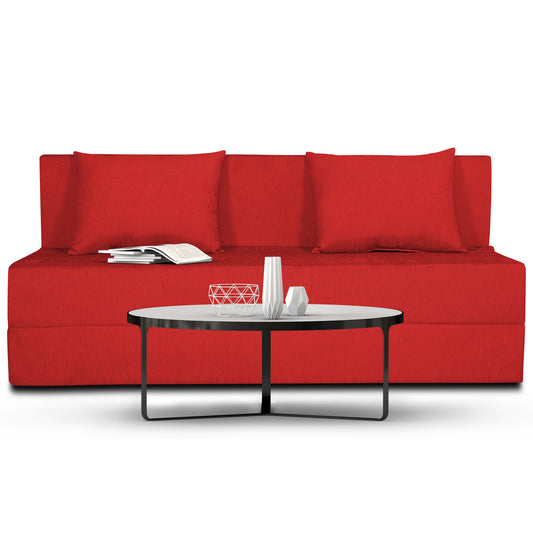 Adorn India Easy 3 Seater Sofa Cum Bed Alyn 5'x 6' (Red) (1 Year Warranty)