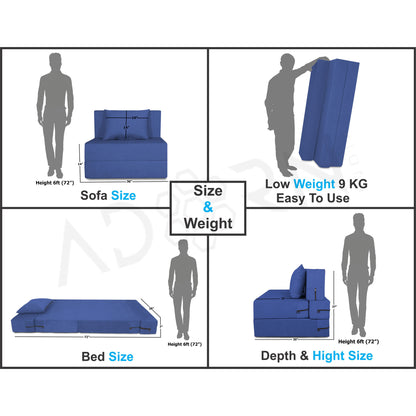 Adorn India Easy 2 Seater Sofa Cum Bed Alyn 3'x 6' (Dark Blue) (1 Year Warranty)