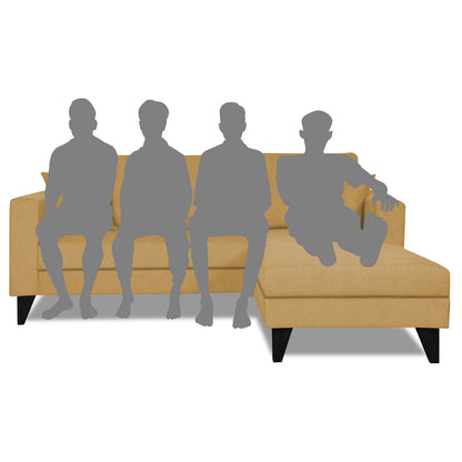 Adorn India Martin L Shape Right Hand Side Sofa Set Plain (Beige) 4 Seater (3 Year Warranty)