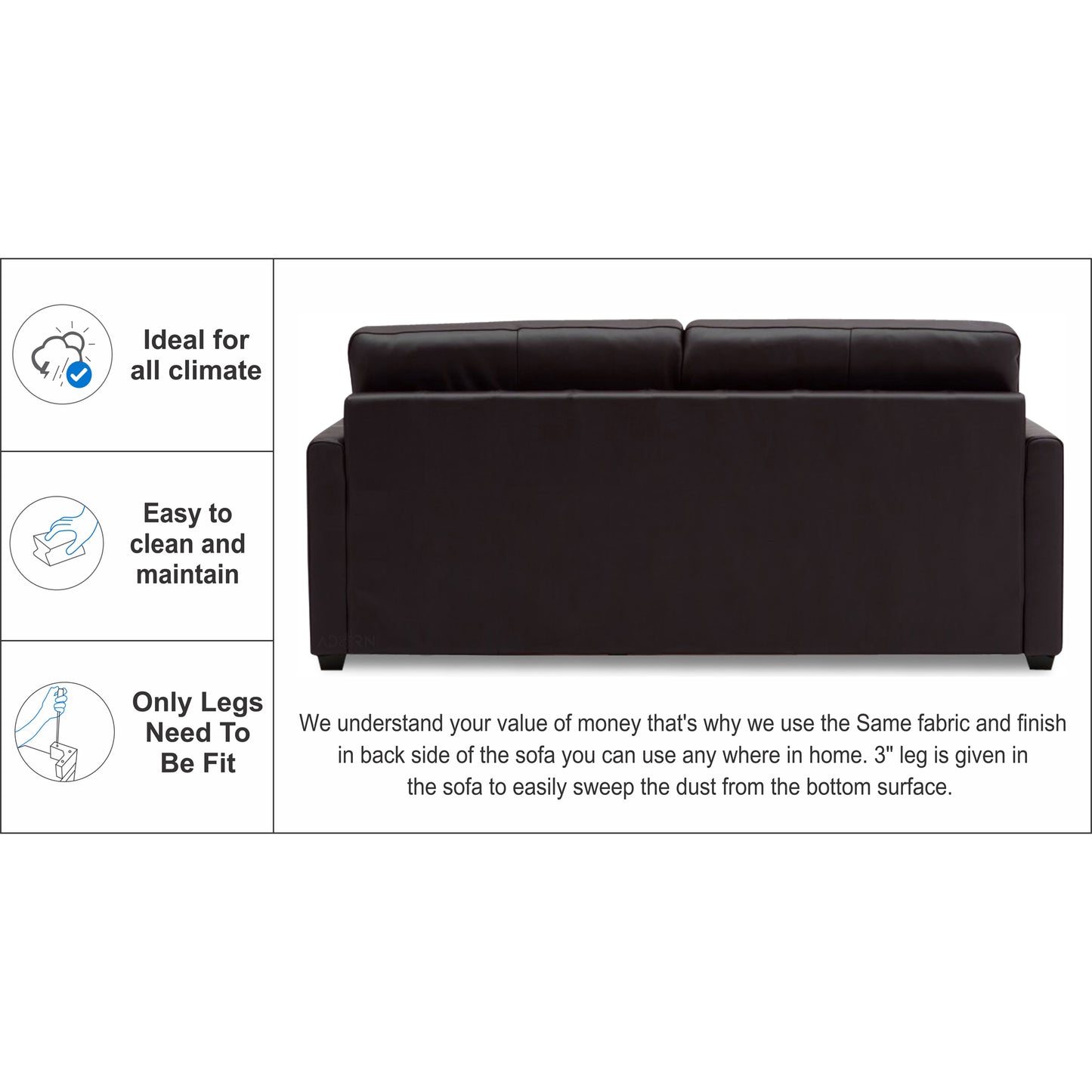 Adorn India Exclusive Flavio Leatherette 3+2 Sofa Set (Brown)