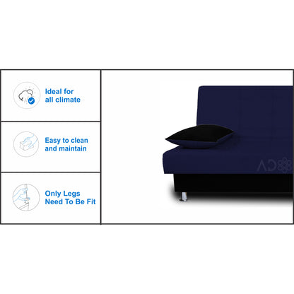 Adorn India Alyssum 3 Seater Sofa Cumbed (Navy Blue & Black)