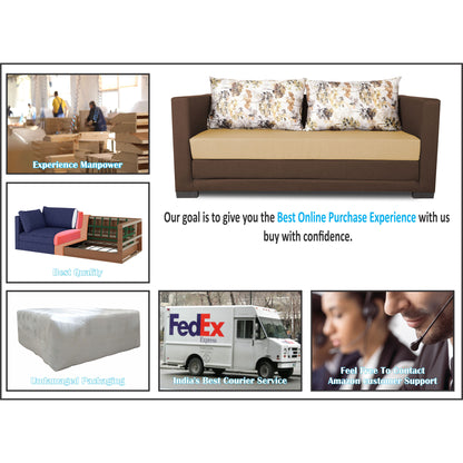 Adorn India Exclusive Two Tone Straight Line Three Seater Sofa Cum Bed (Brown & Beige)