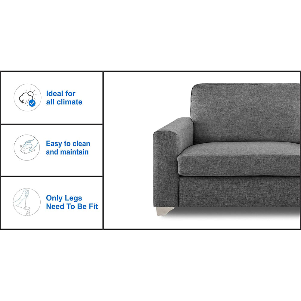 Adorn India Straight line 3 Seater Sofa (New Grey)