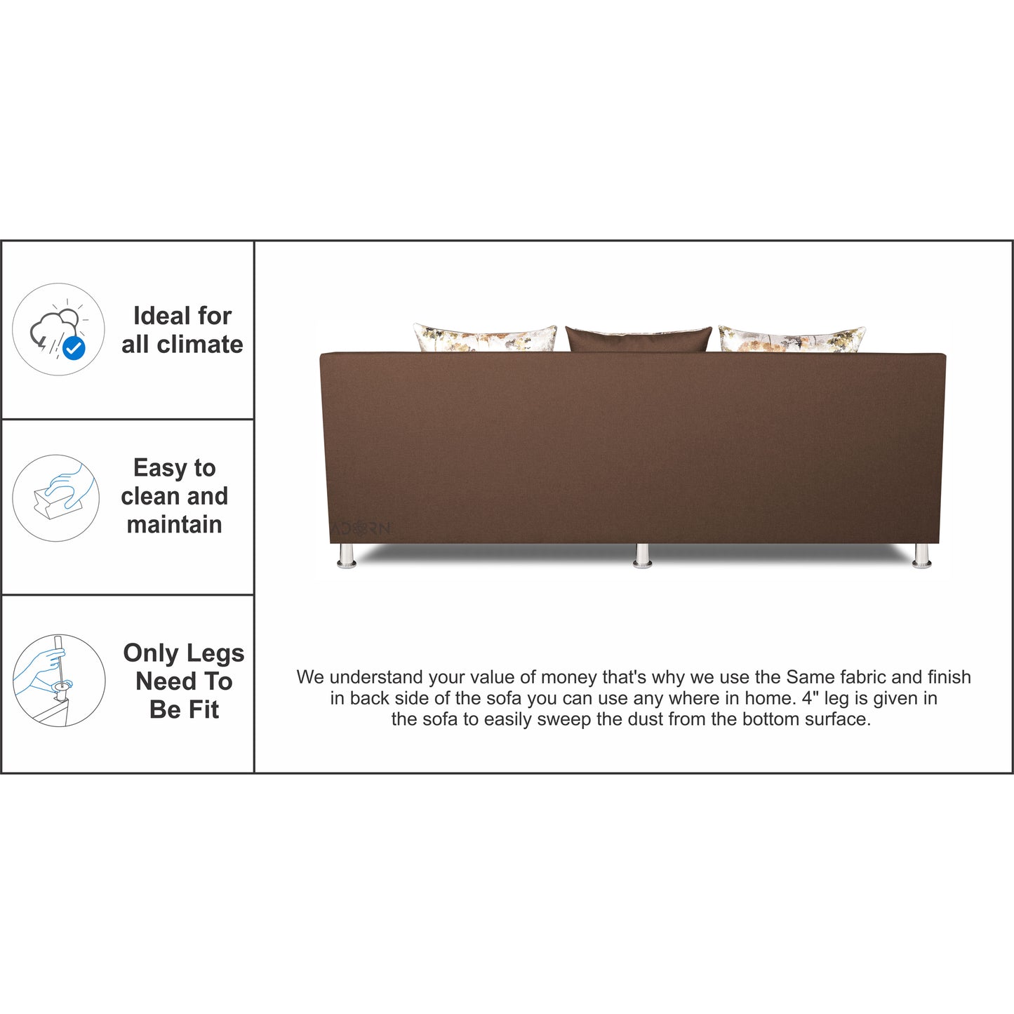 Adorn India Alica Modular Sofa Set (Brown)