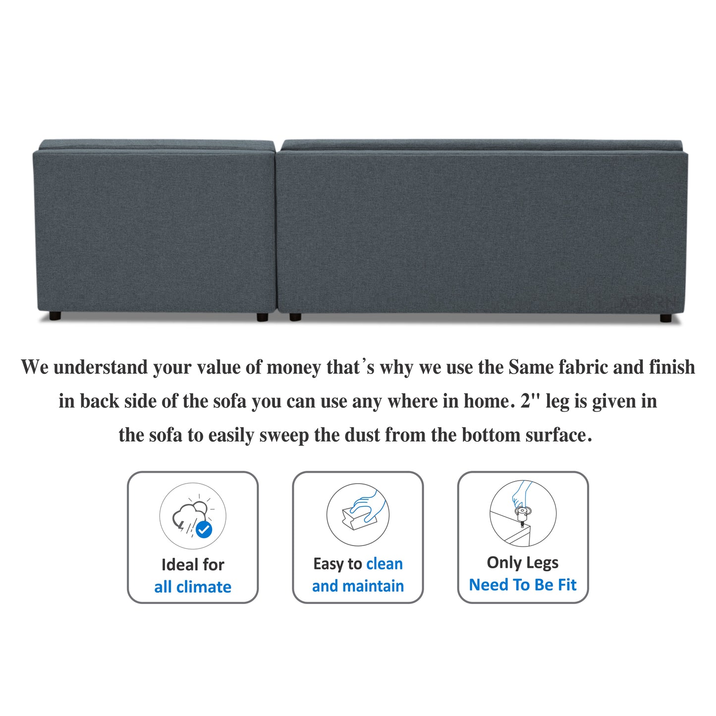 Adorn India Atlas Modular Sofa Set (Dark Grey)(3 Year Warranty)