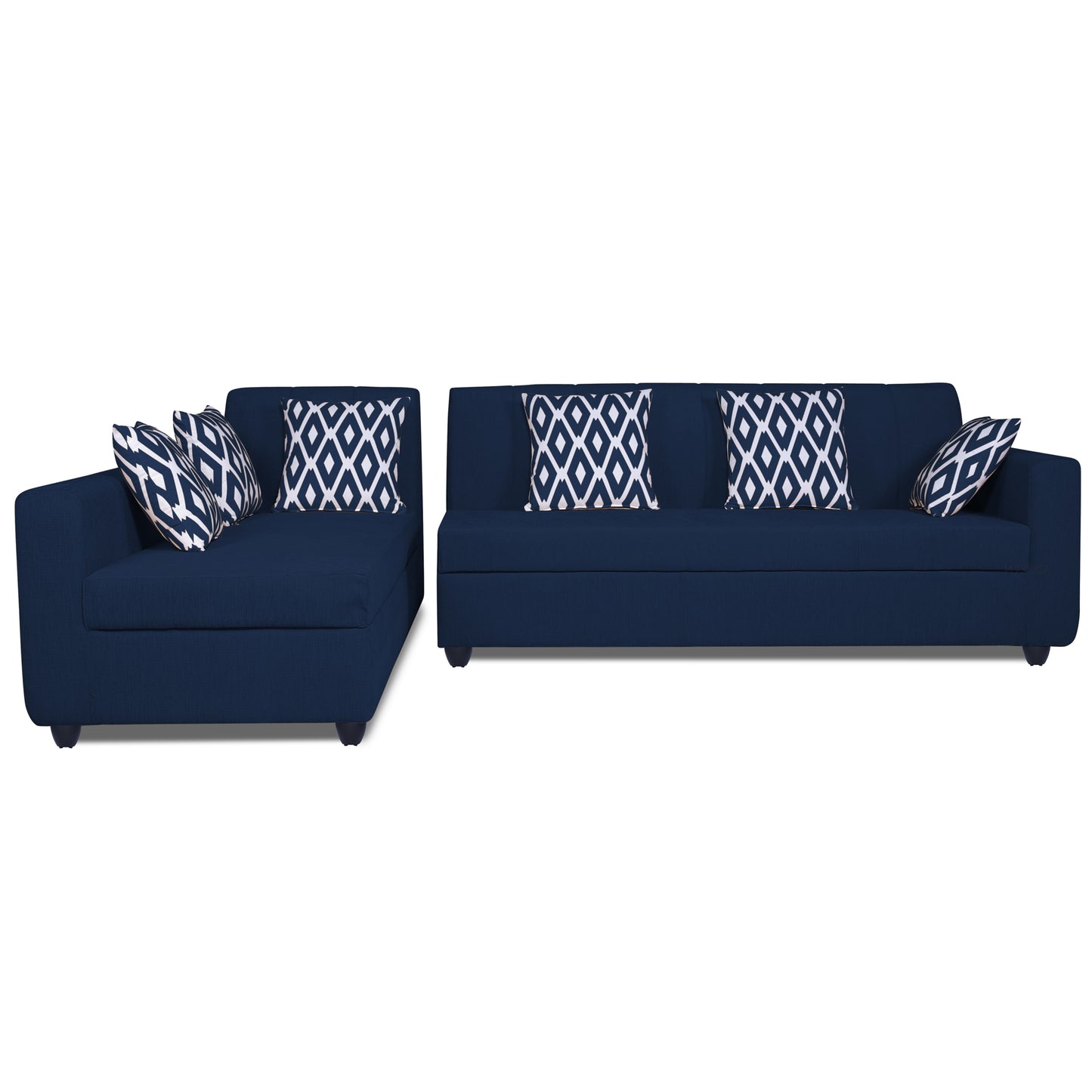 Adorn India Rio Highback L Shape 6 Seater corner Sofa Set (Left Side Handle)(Blue) (3 Year Warranty)