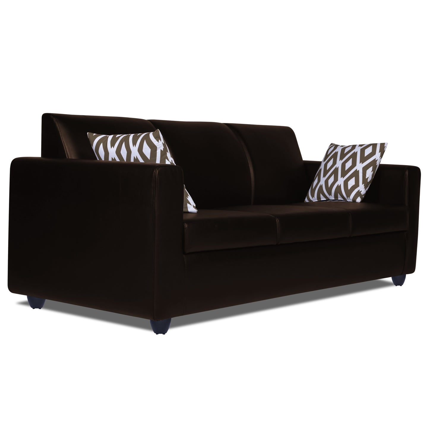 Adorn India Monteno Leatherette 3 Seater Sofa (Brown) (3 Year Warranty)