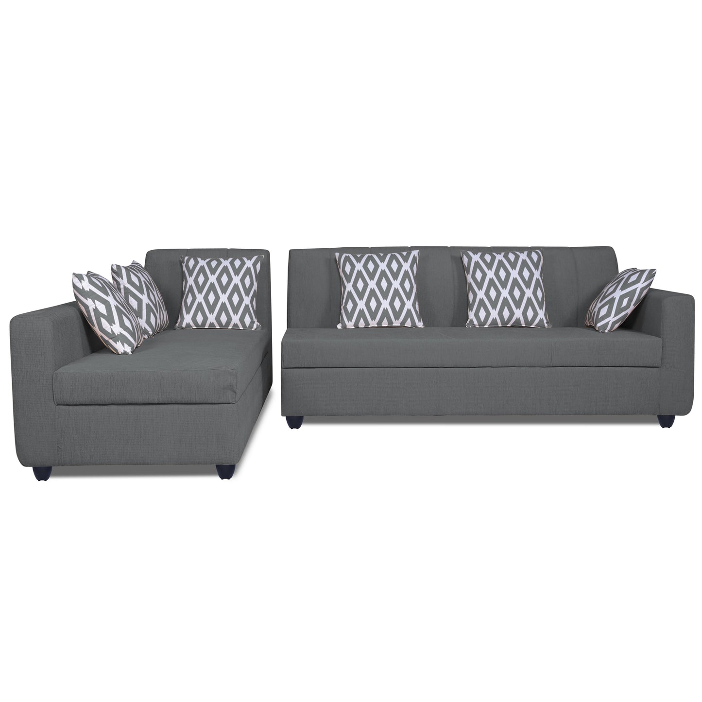 Adorn India Rio Highback L Shape 6 Seater Sofa Set (Left Hand Side) (Grey) (3 Year Warranty)