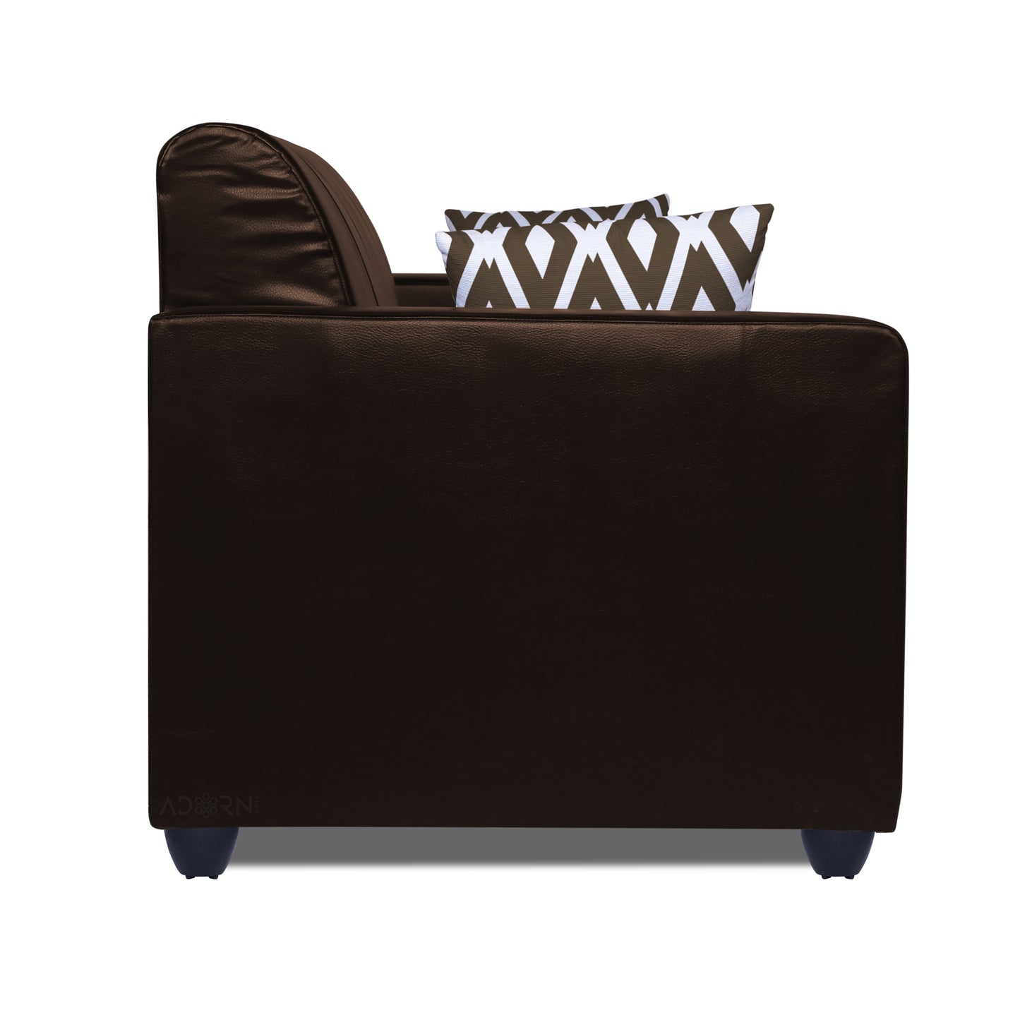 Adorn India Rio Highback Leatherette 3 Seater Sofa (Brown) (3 Year Warranty)