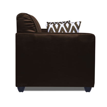 Adorn India Rio Highback Leatherette 3 Seater Sofa (Brown) (3 Year Warranty)