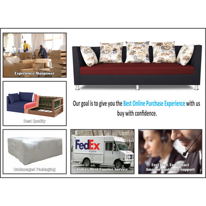 Adorn India Exclusive Two Tone Alica Modular Sofa Set (Maroon & Black), Wood, Foam