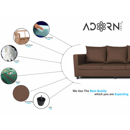 Adorn India New Straight line Three Seater Sofa(Brown)