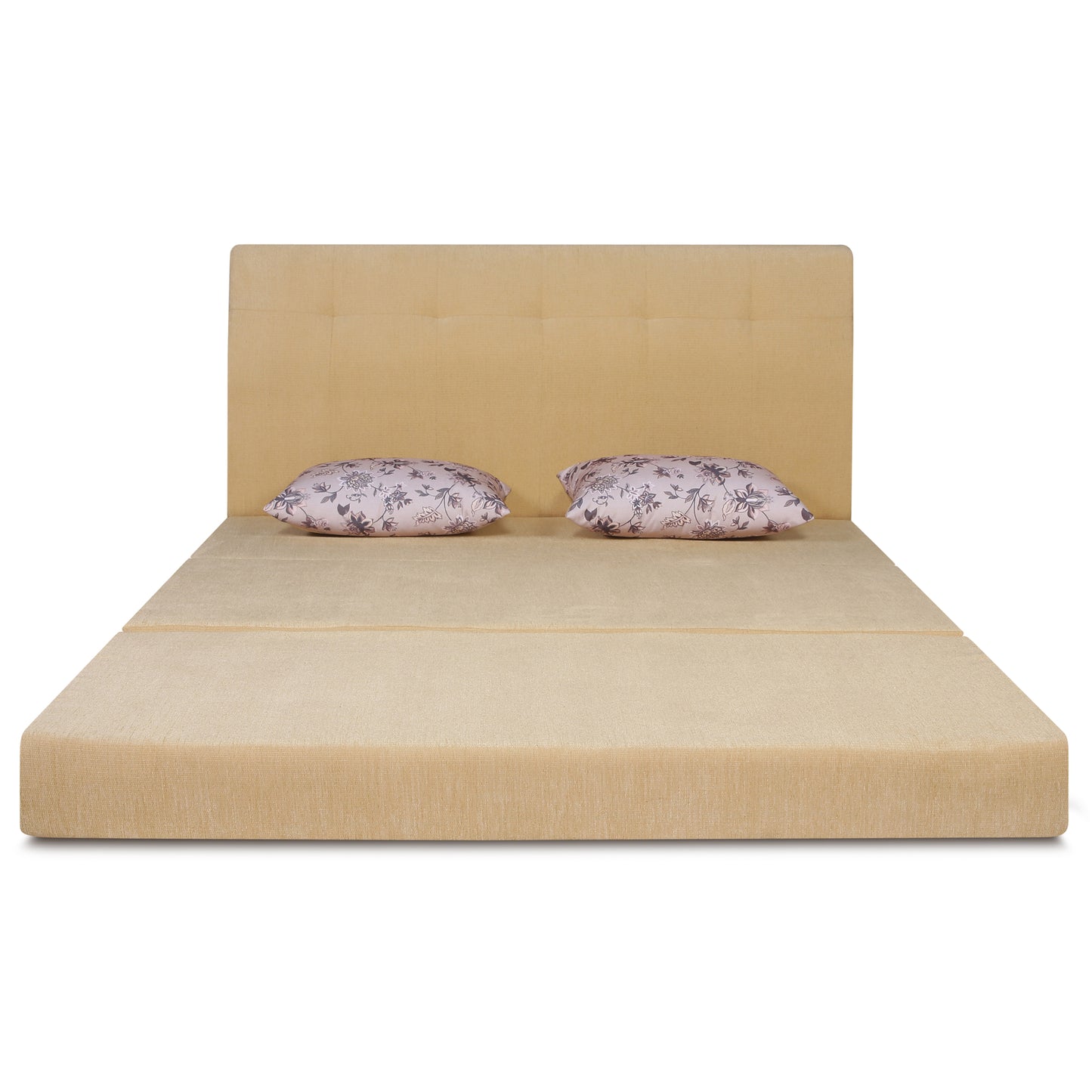 Adorn India Easy Highback Three Seater Sofa Cum Bed Floral 5' x 6' (Beige) (1 Year Warranty)