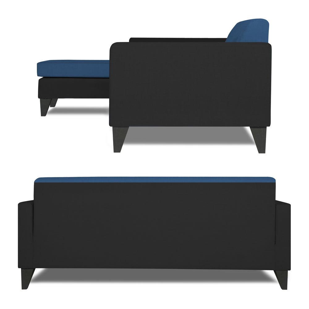 Adorn India Aladra L Shape Decent 5 Seater Sofa Set LHS (Blue & Black) (3 Year Warranty)
