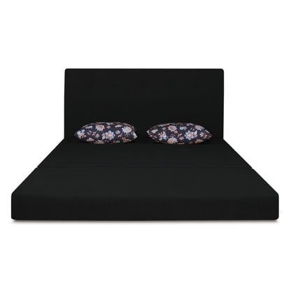 Adorn India Easy Highback Three Seater Sofa Cum Bed Floral 5' x 6' (Black) (1 Year Warranty)