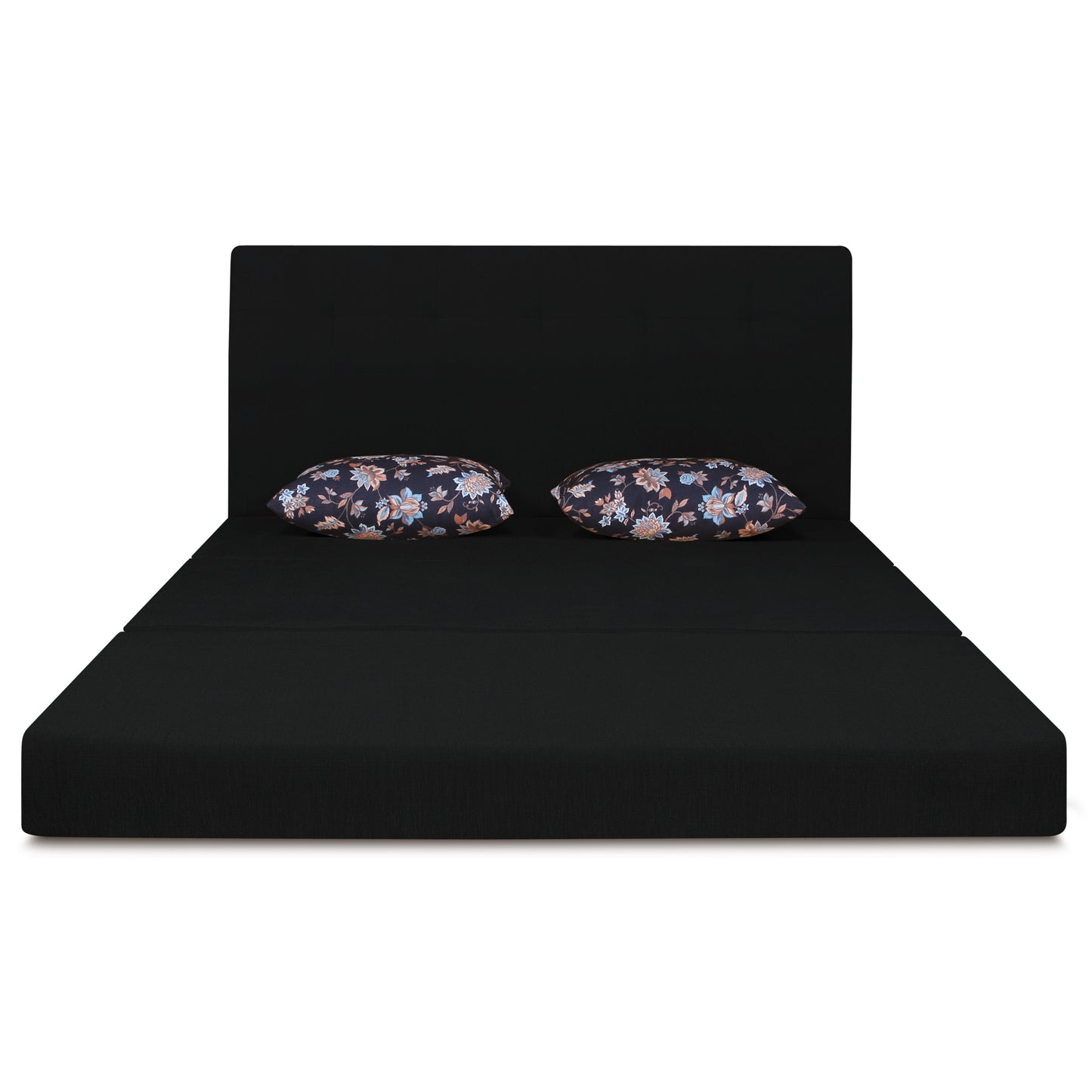Adorn India Easy Highback Two Seater Sofa Cum Bed Floral 4' x 6' (Black) (1 Year Warranty)