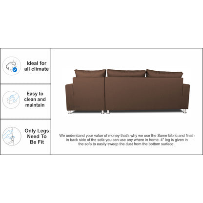 Adorn India Straight line L Sal Shape Sectional Sofa (Brown)