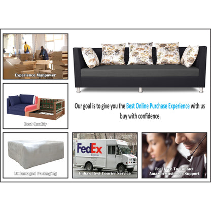 Adorn India Exclusive Two Tone Alica Modular Sofa Set (Wood & Fabric, Dark Grey & Black)