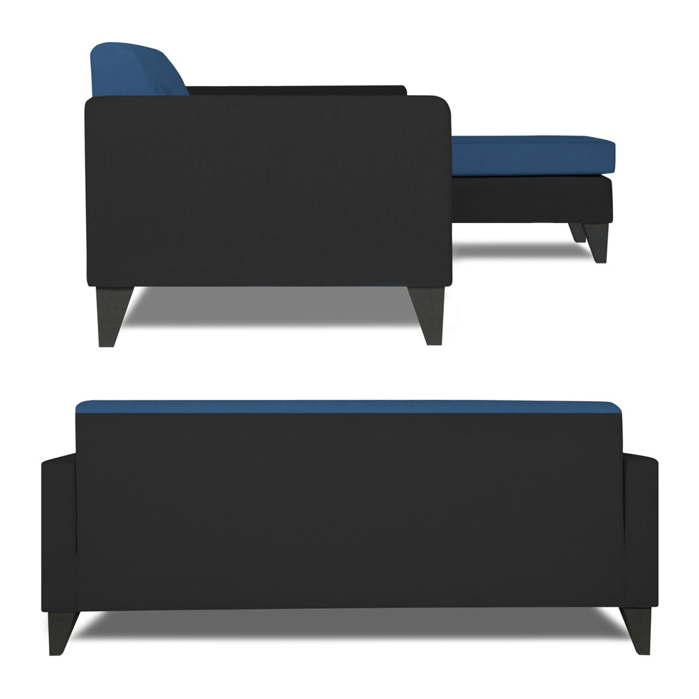 Adorn India Aladra L Shape Decent 5 Seater Sofa Set RHS (Blue & Black) (3 Year Warranty)
