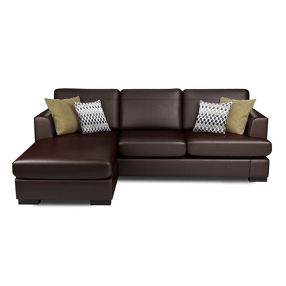 Adorn India Tiverton 6 Seater Corner Sofa Leatherette Left Hand Side (Brown)