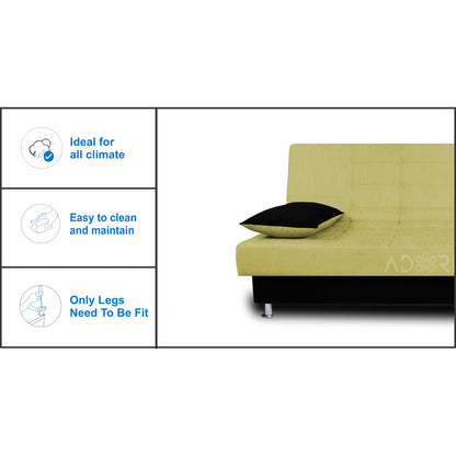 Adorn India Alyssum 3 Seater Sofa Cum Bed (Green & Black)