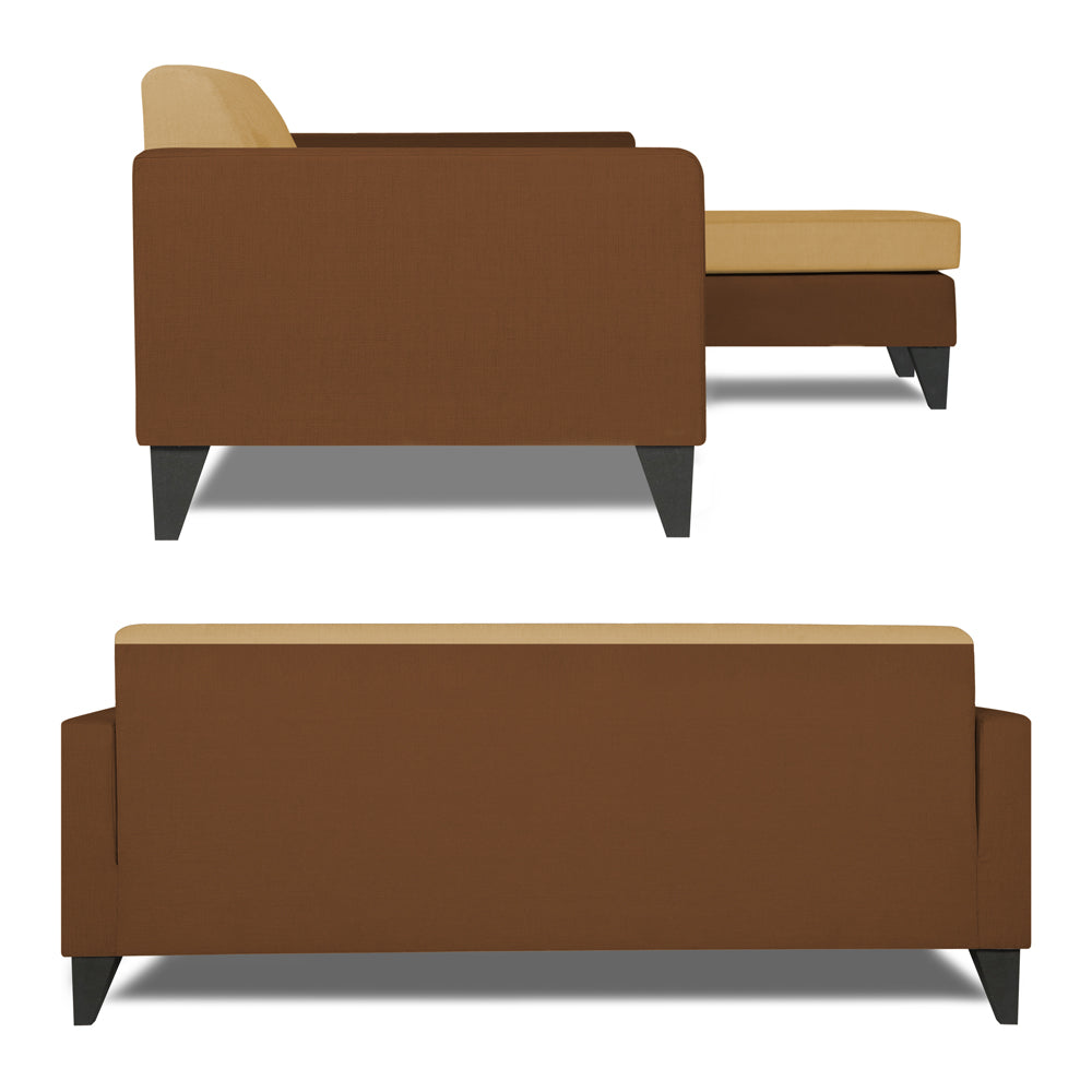 Adorn India Aladra L Shape Decent 5 Seater Sofa Set RHS (Brown & Beige) (3 Year Warranty)