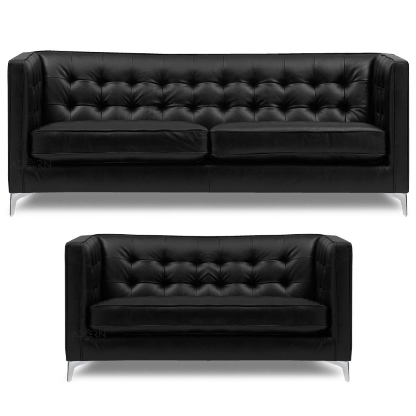 Adorn India Exclusive Cosmos Leatherette 3+2 Sofa Set (Black)