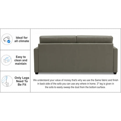 Adorn India Exclusive Flavio Leatherette Three Seater Sofa (Grey)
