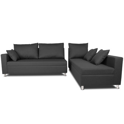 Adorn India Sal Straight line L Shape Sofa (Dark Grey)