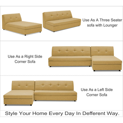 Adorn India Atlas Modular Sofa Set (Beige) (3 Year Warranty)